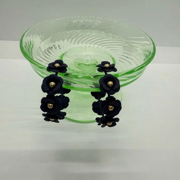 Anthropologie Navy Blue and Gold Statement Earrings - Picture 4 of 5